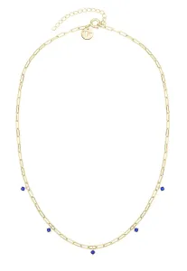 Tamaris Luxusný pozlátený náhrdelník s modrými zirkónmi TJ-0540-N-45