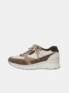 Brown-Beige Sneakers with Leather Details Tamaris - Women