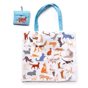 Väčšia skladacia taška s maľovanými mačkami