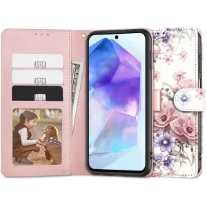 Puzdro Tech-Protect Book Samsung Galaxy A55 5G - Rozkvitnuté kvety