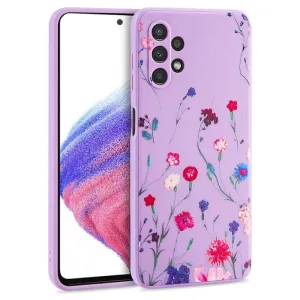 Silikónové puzdro na Samsung Galaxy A53 5G  Tech Protect TPU kvety fialové