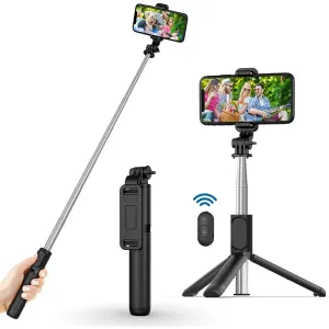 Techsuit – Selfie Stick  – s diaľkovým ovládaním Bluetooth - 100 cm – Čierna KP27181