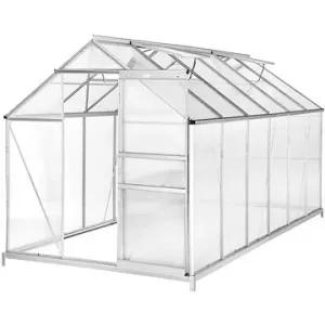 Polykarbonátovy skleník s pozinkovanou základňou 375 × 185 × 195 cm
