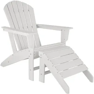 Tectake Záhradná stolička s podnožkou, biela/biela