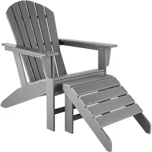 Tectake Záhradná stolička s podnožkou, svetlo sivá