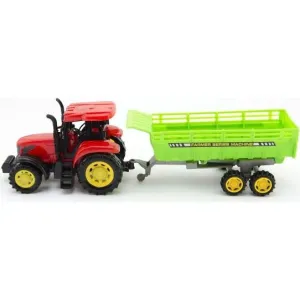 Teddies Traktor s vlekem plast 35 cm na setrvačník v krabici