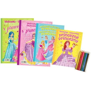 Komplet Princezné (2 maľovanky + 2 aktivity zošity + farebné ceruzky)
