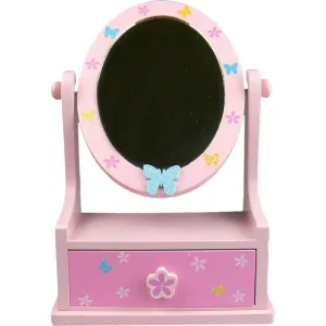 Teddies Zrcadlo šperkovnice zásuvka dřevo 16 2x24 2x8 5cm asst 3 barvy v krabici