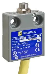 Telemecanique Sensors 9007Ms01S0300 Limit Sw, Top Plunger, Spdt, 6A, 120V