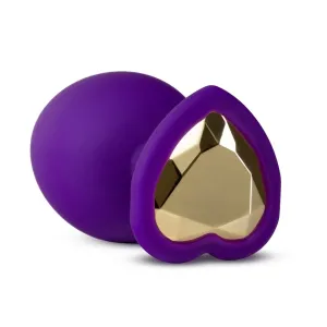 Temptasia S - análne dildo so zlatým kamienkom v tvare srdca (fialové) - malé