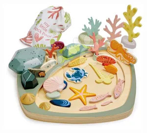 Drevená didaktická skladačka Morský svet My Little Rock Pool Tender Leaf Toys 33 dielov v textilnej taške