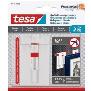 tesa - Nastaviteľný nalepovací háčik na tapety a omietku, 2 kg