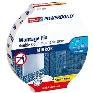 tesa Powerbond - Montážna obojstranná penová páska na zrkadlá, biela, 5 m: 19 mm