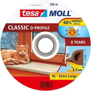 tesamoll® - Gumové tesnenie, hnedé, na okná a dvere, D profil, bubon 100 m