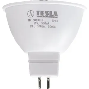 Tesla – LED žiarovka GU5,3 MR16, 4 W, 12V, 300 lm, 25000 h, 3000 K teplá biela, 100°