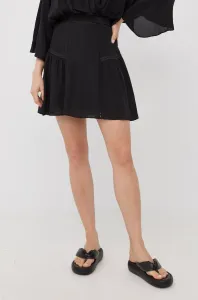 Hodvábna sukňa The Kooples čierna farba, mini, áčkový strih #4815389