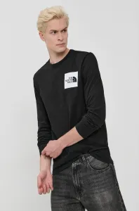 Bavlnené tričko s dlhým rukávom The North Face NF0A37FTJK31-JK31, čierna farba, jednofarebné
