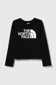 Detská bavlnená košeľa s dlhým rukávom The North Face L/S EASY TEE čierna farba, s potlačou #8949981