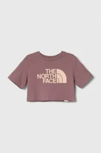 Detské bavlnené tričko The North Face G S/S CROP EASY TEE ružová farba #8762537