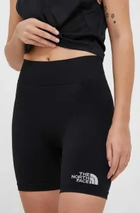 Športové krátke nohavice The North Face dámske, čierna farba, jednofarebné, stredne vysoký pás