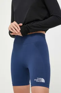 Športové krátke nohavice The North Face dámske, tmavomodrá farba, jednofarebné, vysoký pás