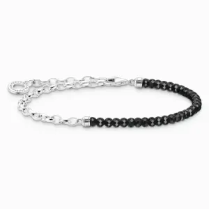 THOMAS SABO strieborný náramok na charm Black onyx beads and chain links A2100-130-11 #5229535