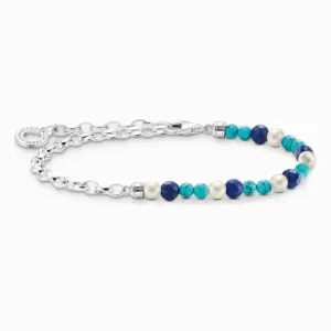 THOMAS SABO strieborný náramok na charm Blue beads, pearls and chain links A2100-056-7 #5229538
