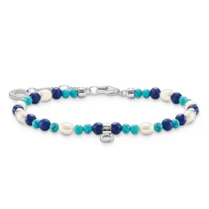 THOMAS SABO strieborný náramok Blue stones and pearls A2064-775-7-L19V