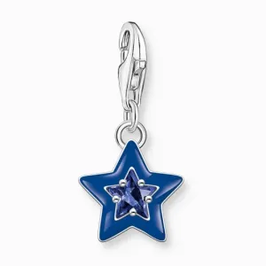 THOMAS SABO strieborný prívesok charm Star with sapphire blue stone 2043-496-7