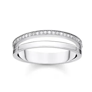 THOMAS SABO prsteň Ring double white stones silver TR2316-051-14 #2646569