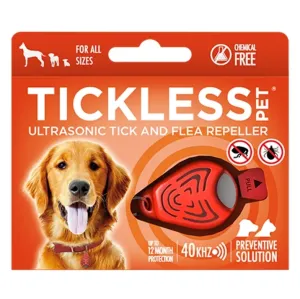 TICKLESS PET Prívesok ultrazvukový odpudzovač kliešťov a bĺch pre psy, oranžový, 1x1 ks