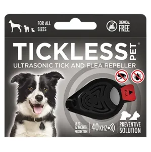 TICKLESS PET Prívesok ultrazvukový odpudzovač kliešťov a bĺch pre psy, čierny, 1x1 ks