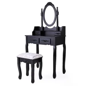 Toaletný stolík s taburetkou- Rome, čierny
