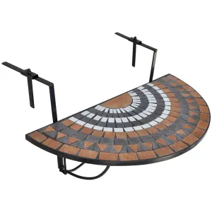 Závesný polkruhový stôl na balkón- hnedý