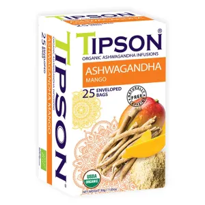 TIPSON Bylinný čaj s ashwagandhou a prírodnou mangovou arómou BIO 25 sáčkov