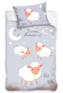 Carbotex Detské bavlnené obliečky do postieľky Ovečky Sweet Dreams, 100 x 135 cm, 40 x 60 cm