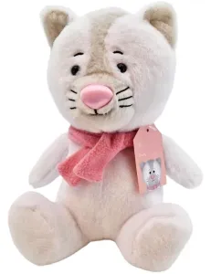 TM TOYS - Mačka plyšová s ružovým šálom a visačkou 24cm