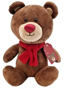 TM TOYS - Medveď plyšový s červeným šálom a visačkou 23cm