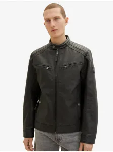 Čierna pánska koženková bunda Tom Tailor - MUŽI #6369395