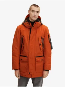 Oranžová pánska zimná bunda s kapucňou Tom Tailor #607998