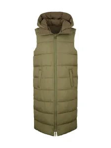 Khaki Women's Long Quilted Vest with Hood Tom Tailor - Women #3799957