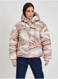 Pink-Beige Women Patterned Winter Quilted Jacket Tom Tailor - Women #612519