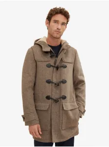 Brown men's winter coat with hood and wool admixture Tom Tailor - Men
