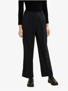 Čierne dámske pruhované široké nohavice Tom Tailor #607871