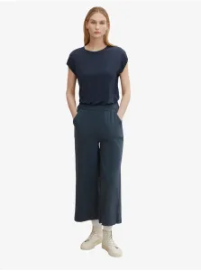 Dark blue women's shortened wide trousers Tom Tailor - Women #666326
