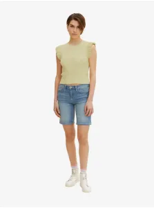 Blue Women's Denim Shorts with Embroidered Tom Tailor Effect - Women