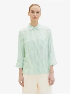 White and Green Ladies Striped Shirt Tom Tailor - Women #6949006