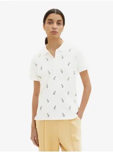 Cream Women's Patterned Polo T-Shirt Tom Tailor - Women #6949030