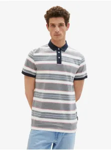 White and Grey Men's Striped Polo T-Shirt Tom Tailor - Men #6949165
