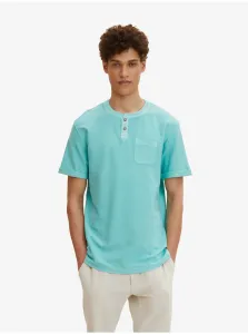 Light Blue Men's T-Shirt with Buttons and Tom Tailor Pocket - Men's